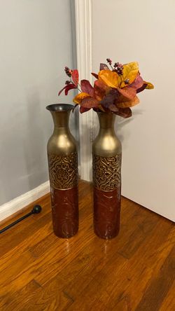 Set of 2 Tall Decorative Floor Vases
