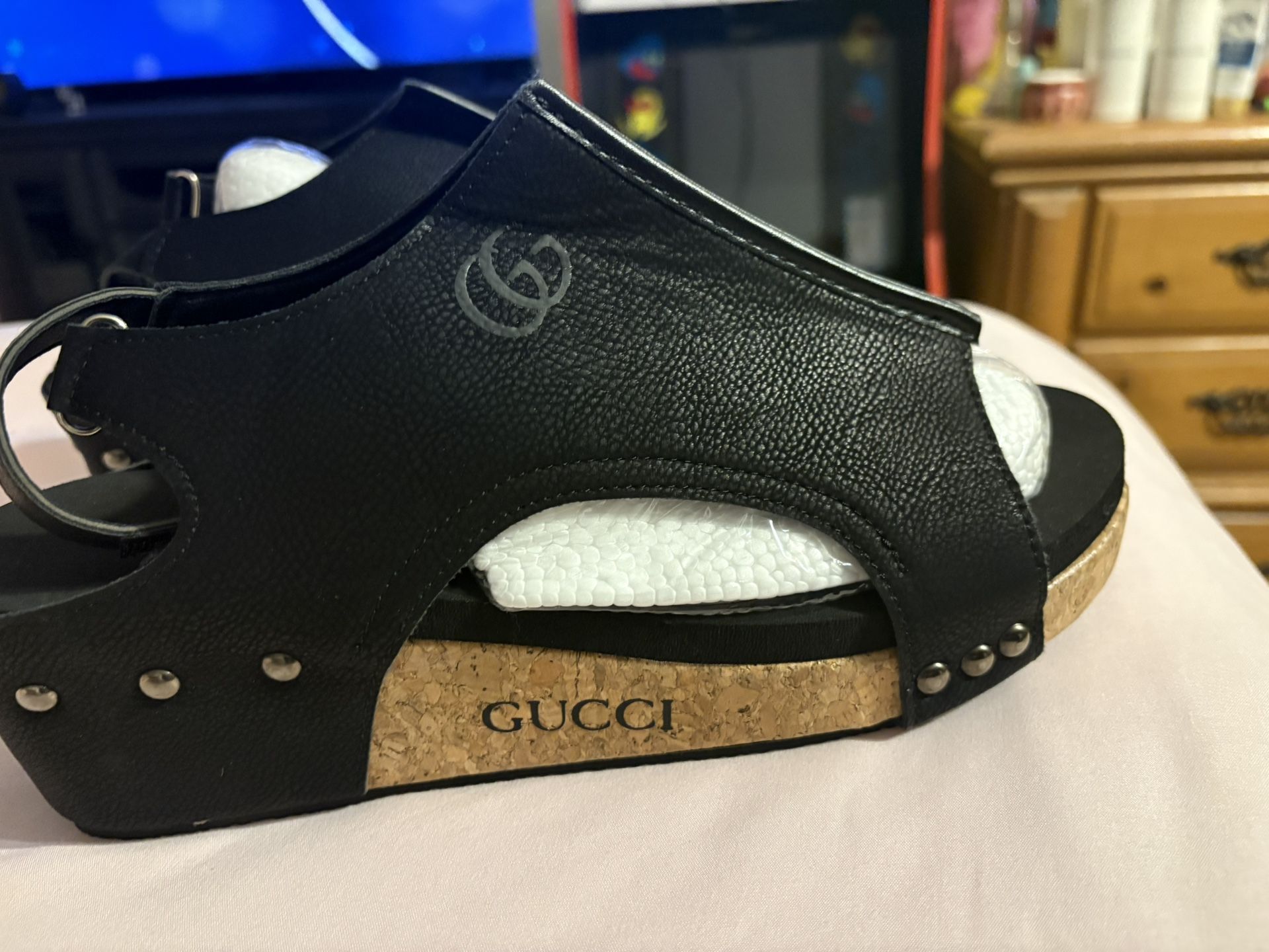 New Gucci Wide Width Platform Wedge Sandals for Women: