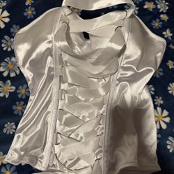 Cute White Ribbon Corset 