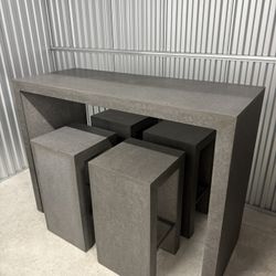 Modern Concrete Table & Stools