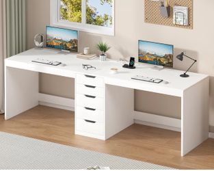 White 2 Person Computer Desk