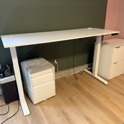 White Standing Desk, Adjustable Height Office  70x27inch