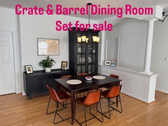 Dining Room Table  & 6 Leather Chairs | Crate & Barrel