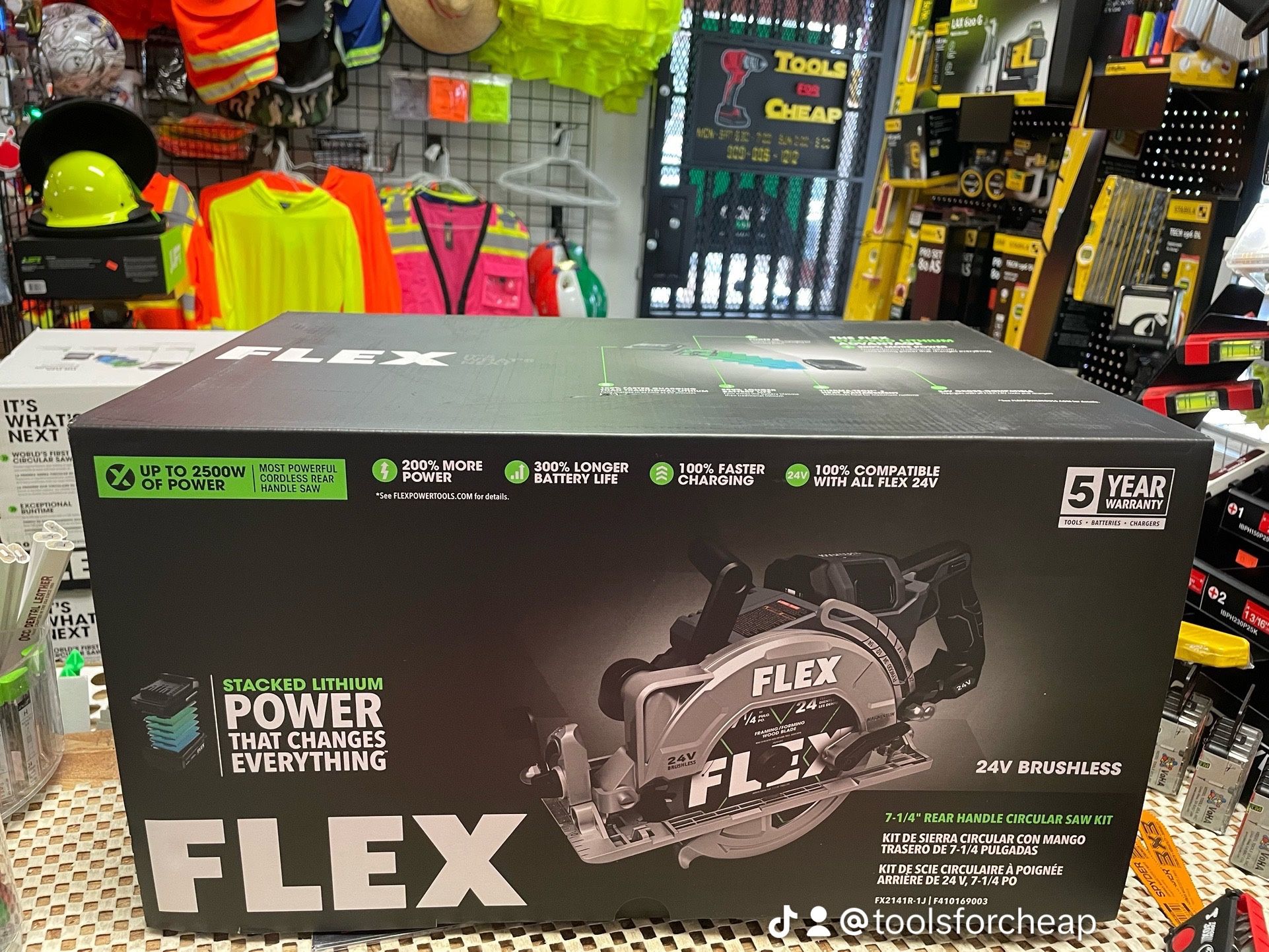 FLEX 24V 7 1/4in Circular Saw Rear Handle Stacked Lithium Battery Kit. $439
