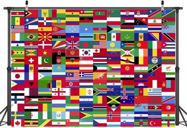 XEYSM 6X4FT Country Flags Backdrop International Flags Backdrop World Flag Banne