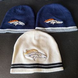 Denver Broncos Vintage Winter Knit Ski Caps Lot Of 3