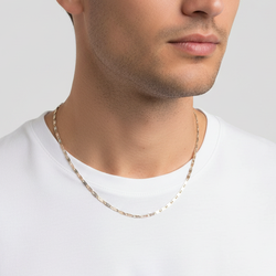 14K Tri Color Gold 22" Diamond Cut Valentino Chain