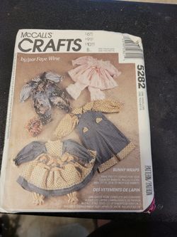 McCall's Pattern Bunny Wraps Fits 14 -20- 25 Inch Sz Rabbits Country Rabbits 🐇 Sewing Crafts Fabric