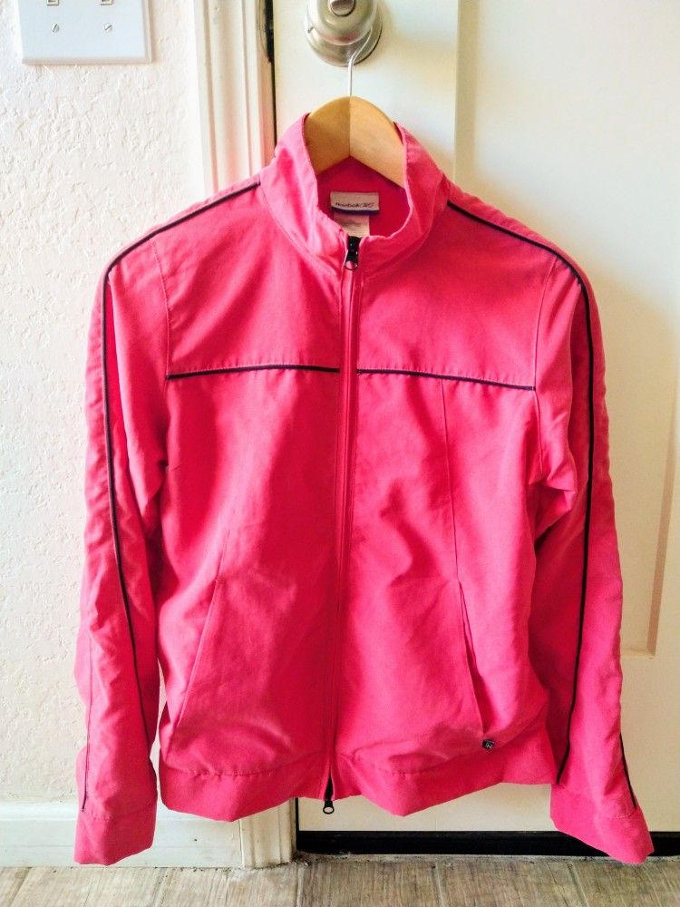 Reebok Coral Pink Waterproof Track Sports Jacket Sz S Windbreaker