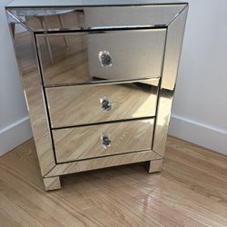 Mirrored 3-Drawer Nightstand - FREE