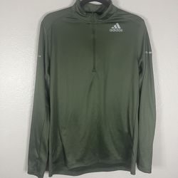 Adidas Running lightweight 1/3 zip Green sweater - Sz L