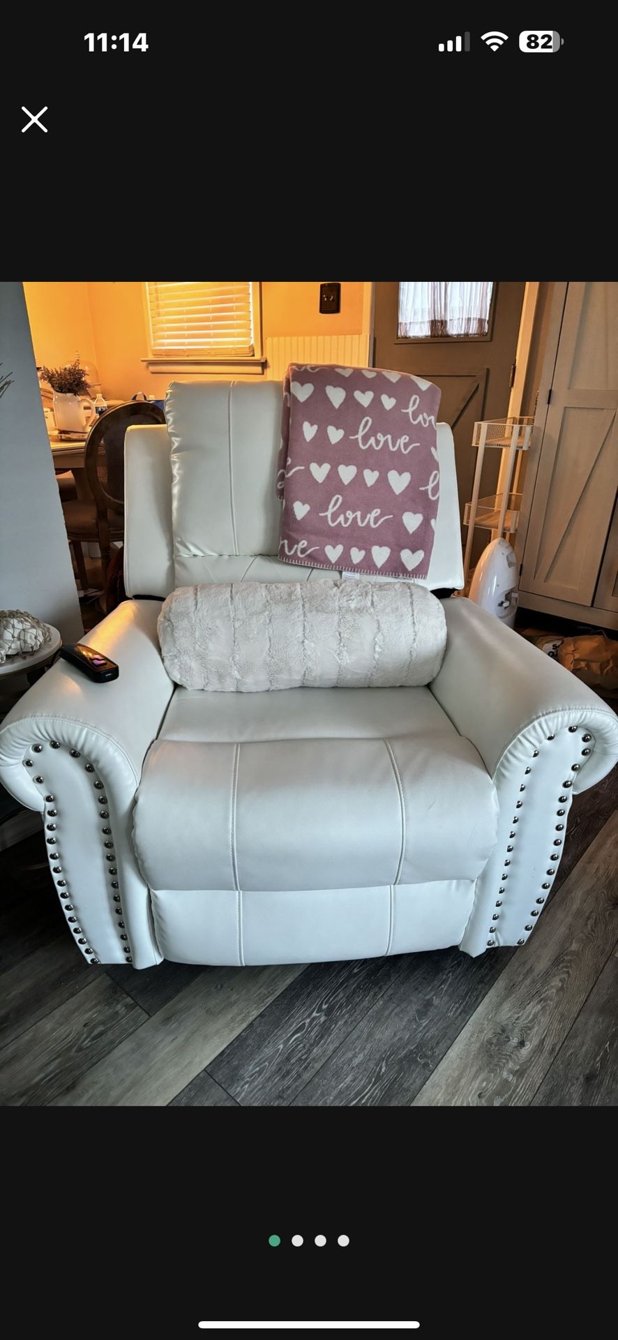Gorgeous studded white power recliner