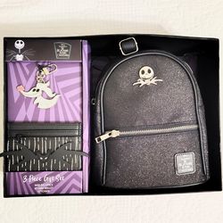 Disney Nightmare Before Christmas 3 Piece Set Mini Backpack, ID Wallet, Keychain New