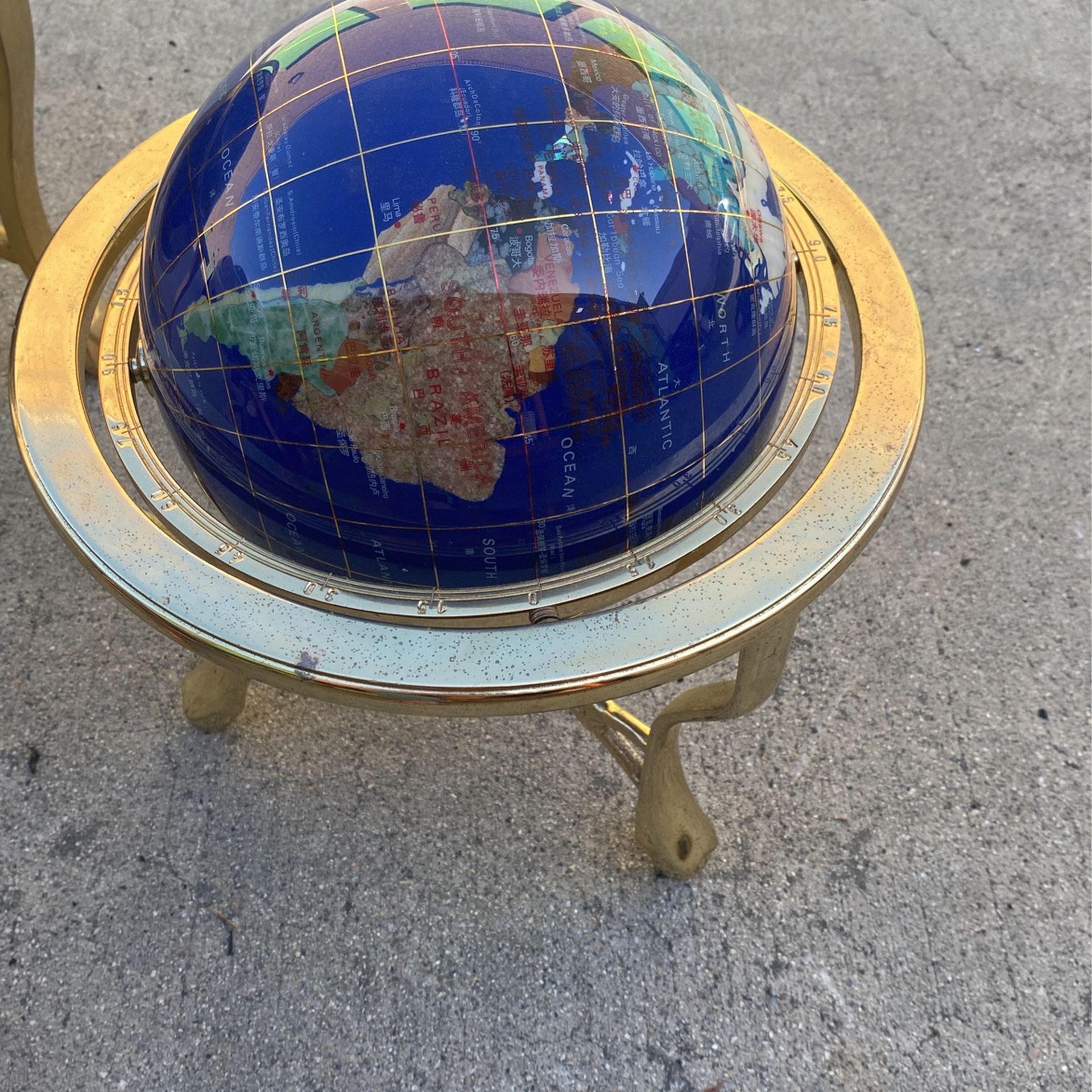 Globe On Stand Gemstone Continents