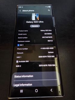 Verizon Samsung Galaxy s22 Ultra unlocked