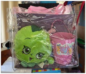 2PC SHOPKINS GRN APPLE PLUSH / LOGO TIN PAIL SET