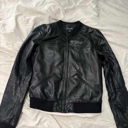 TROUVÉ Black Perforated Leather Bomber Jacket XS