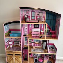 Wooden Mansion Dollhouse, over 4 feet tall