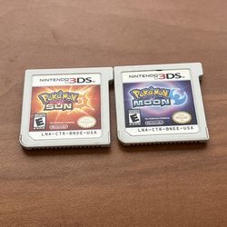 Pokemon Sun Nintendo 3DS and Pokemon Moon Nintendo 3DS Game Lot Authentic Tested