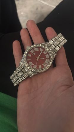 Red interior moissanite watch