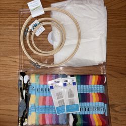 Embroidery Hoops, Floss, Needles, Transfer Fabric