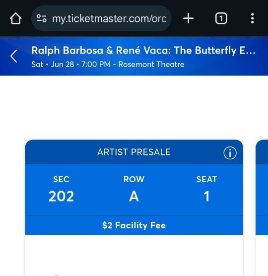 Ralph Barbosa & Rene Vaca tickets ($300 for both)
