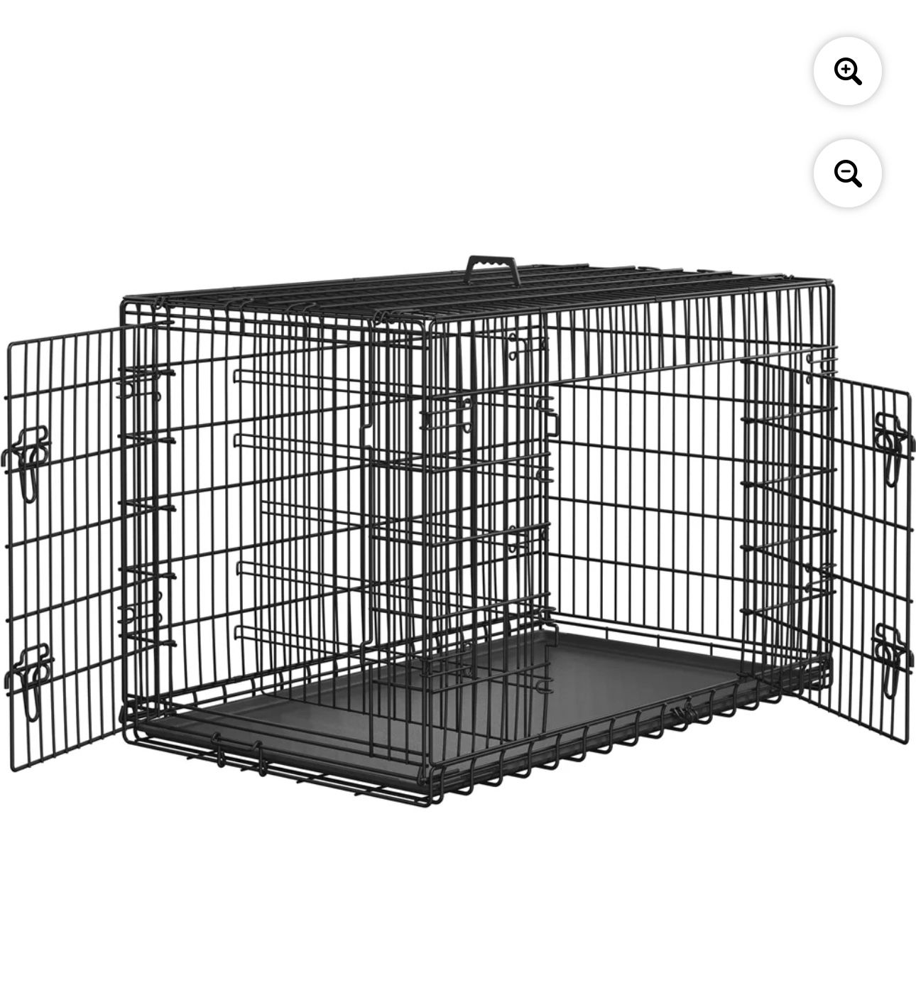 48" Foldable Metal Dog Crate with 2 Doors and Pull-out Tray, Black