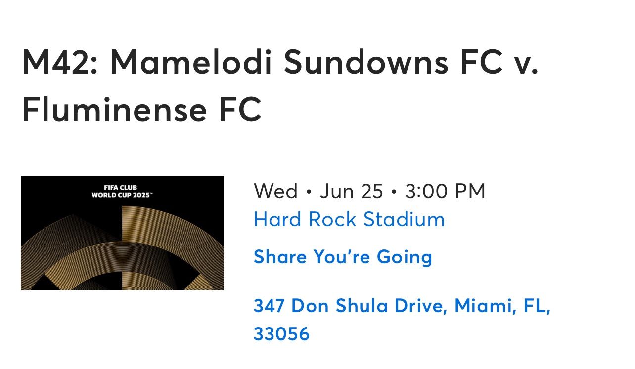 FIFA Club World Cup 2025 @ Hard Rock Stadium M42: Mamelodi Sundowns FC v. Fluminense FC 