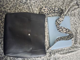 Bostonian Black Bucket Tote and 2 Leopard Adjustable Straps