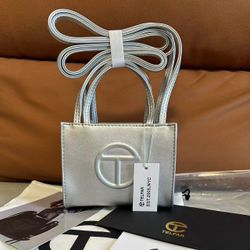 Telfar Small Size Shopping Bag-Silver