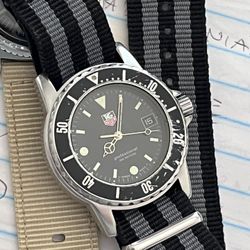 Vintage Tag Heuer Diver 37mm Watch Great Original Condition Works Perfectly A Lot Of Character!