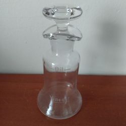 VINTAGE CLEAR GLASS OLlVE OIL & VINEGAR CRUET DECANTER SHAKER BOTTLE W/GLASS STOPPER LID