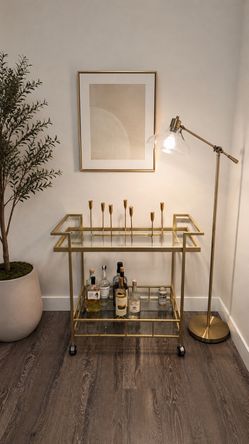 Bar cart and floor lamp together $199