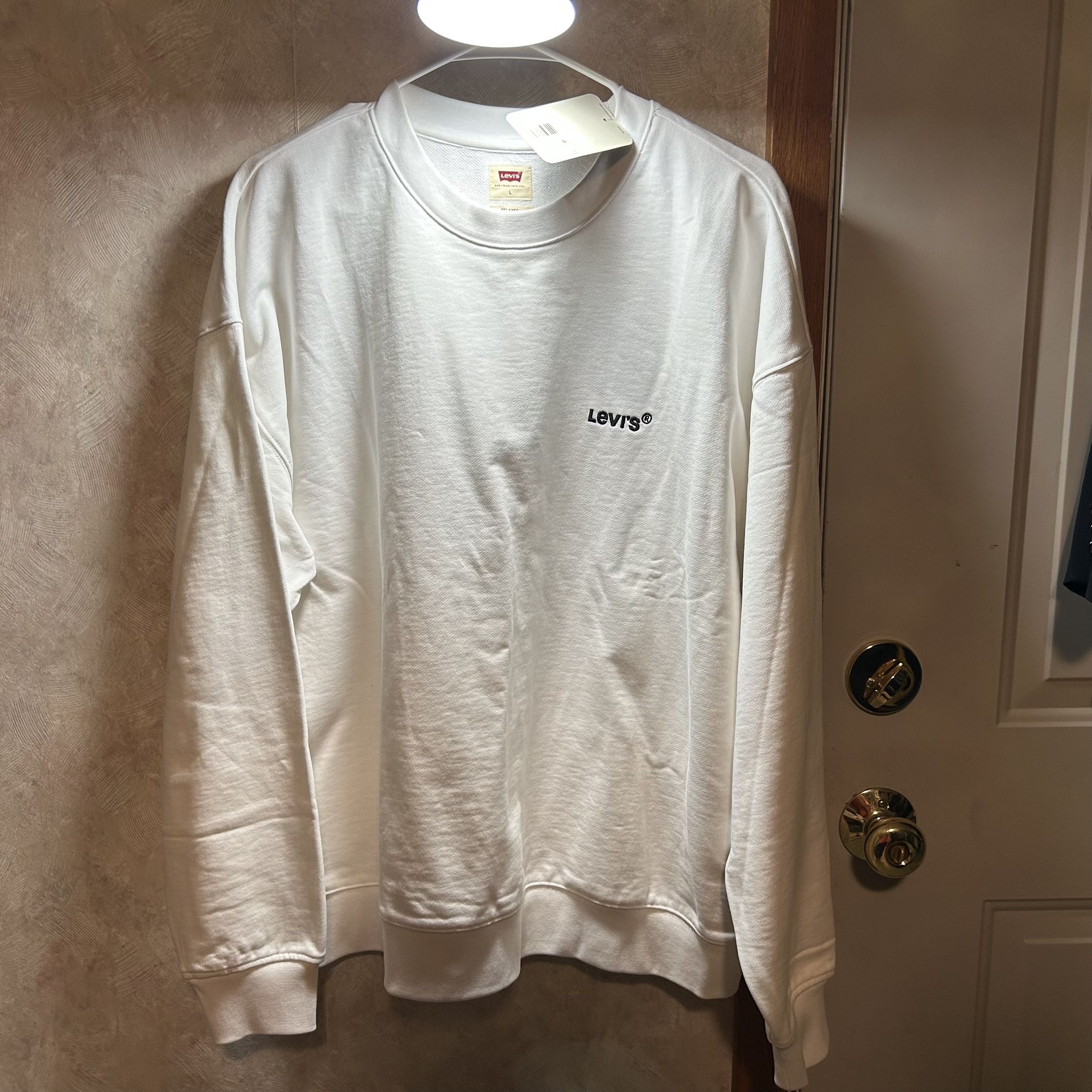 White Levi's Blank Tab crew neck sweater