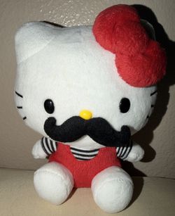 NWT SANRIO 2012 HELLO KITTY MUSTACHE PLUSH HOT TOPIC EXCLUSIVE 6”