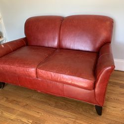 Red leather Loveseat