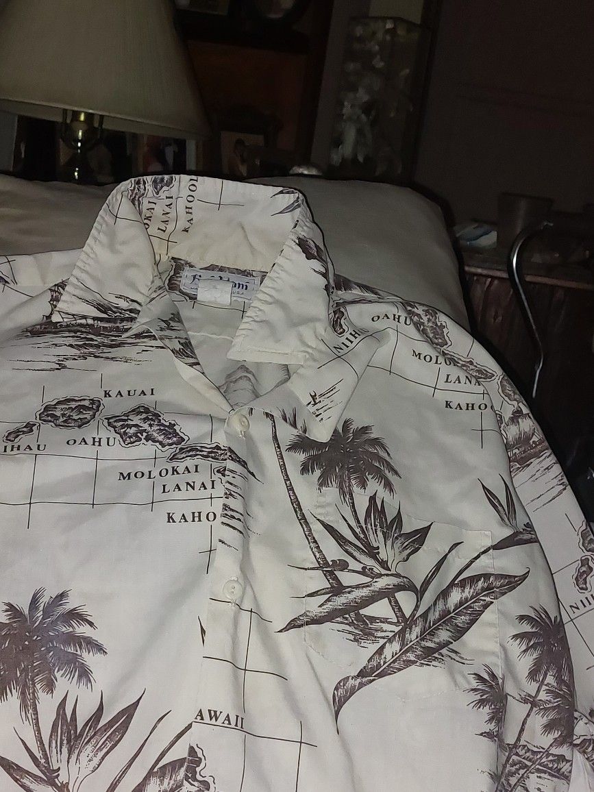 Original Vintage Hawaiian Print Aloha Shirt M/l