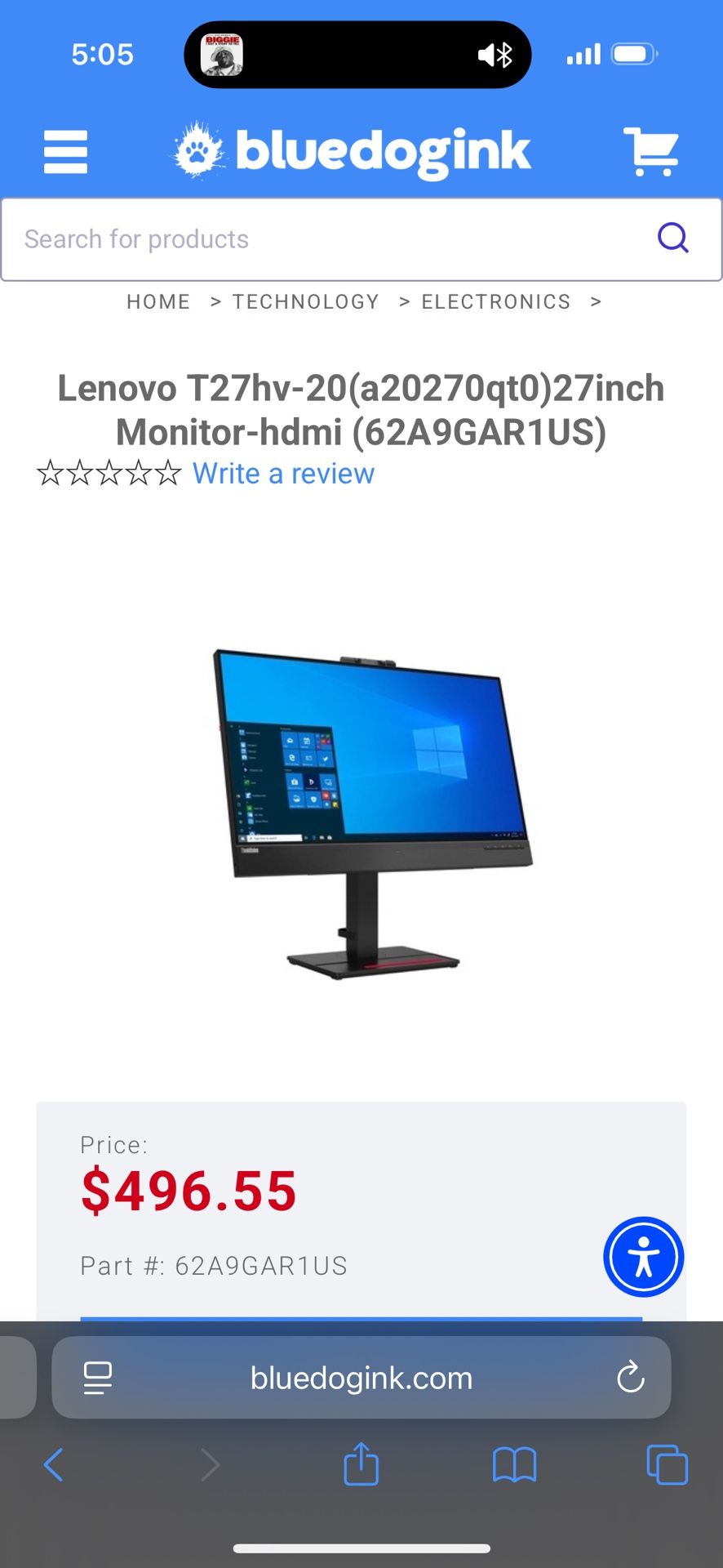 ThinkVision T27hv-20 Flat Panel Monitor. For Sale !!