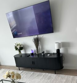 Modern 69” Black TV Stand – Fits TVs Up to 80”