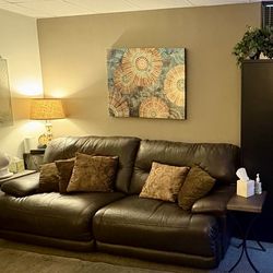 Brown Italian Leather Sofa  Recliner