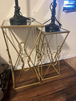 Gold mirrored accent tables