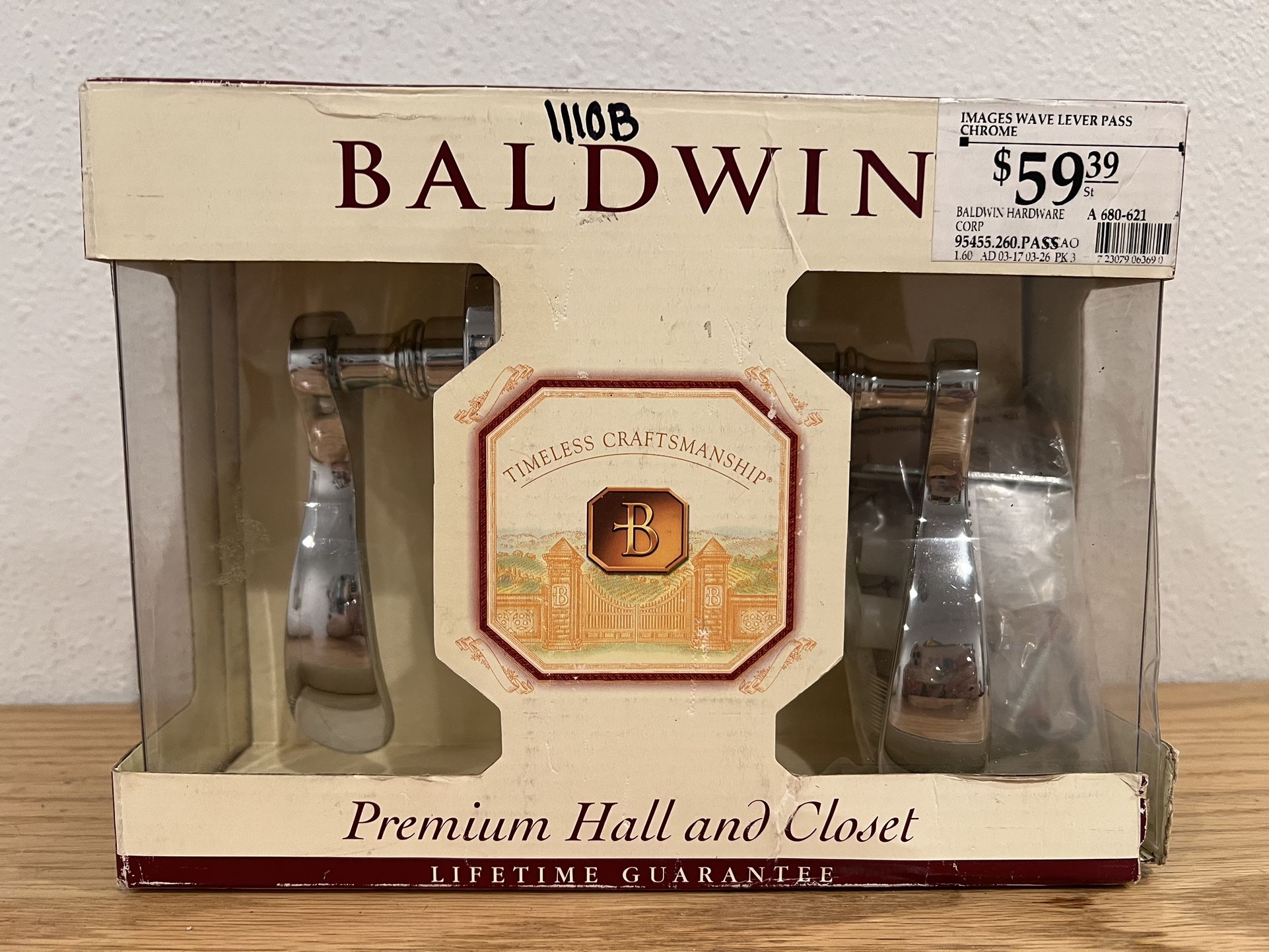 Baldwin Premium Hall & Closet Polished Brass Door Handle Wave Lever New