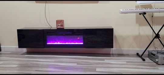 70" Floating TV Stand with 36" Electric Fireplace
