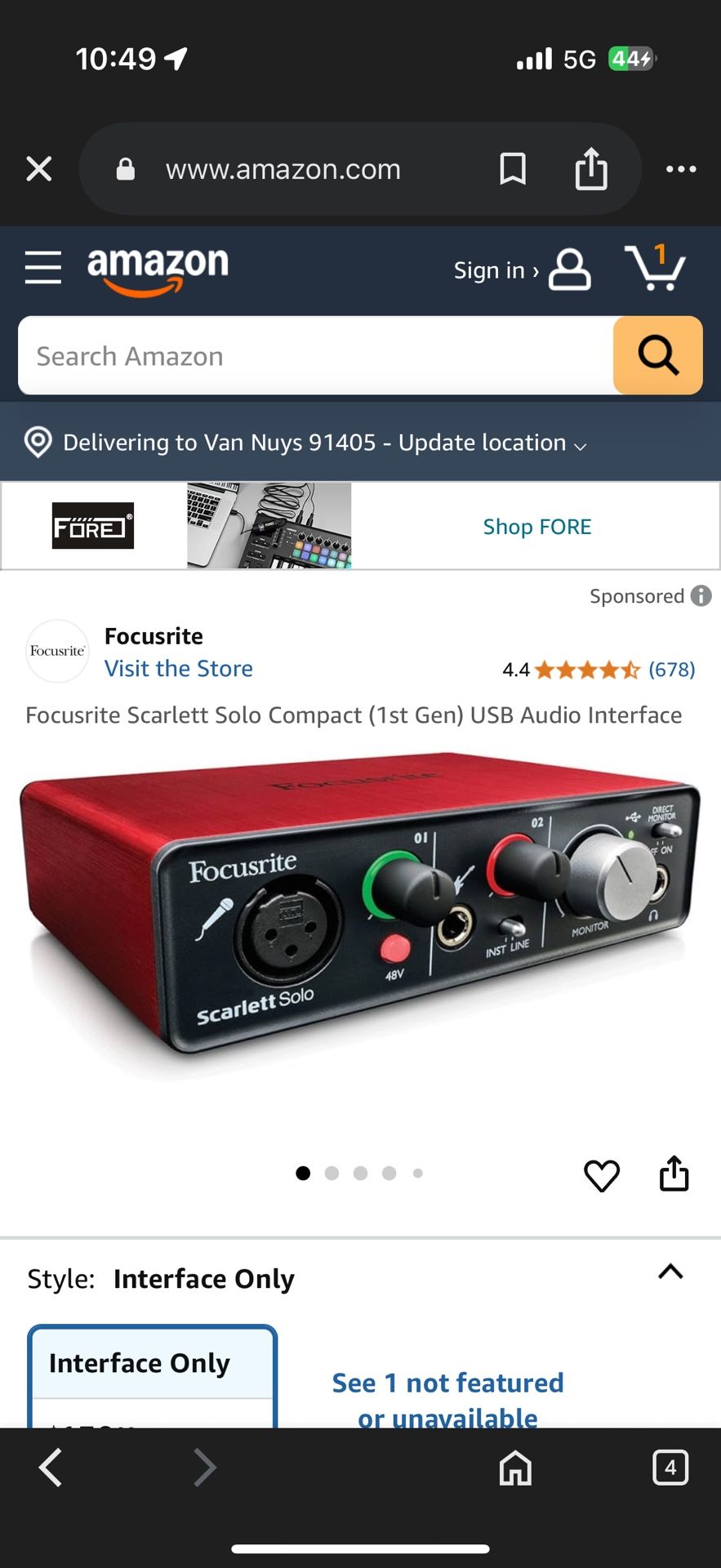 Focusrite Scarlett Solo Compact (1st Gen) USB Audio Interface