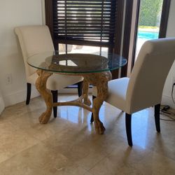 Antique Pinewood Table And Chairs 