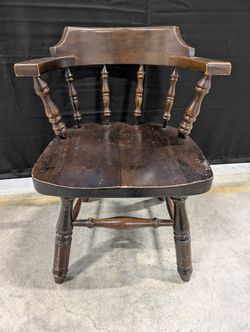 Virginia House Dark Stained Hardwood Windsor Captain's Armchair