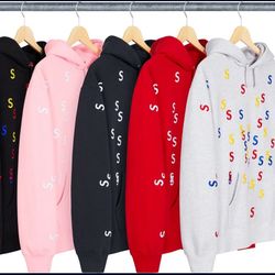 Supreme Embroidered S Hooded Sweatshirt - RED