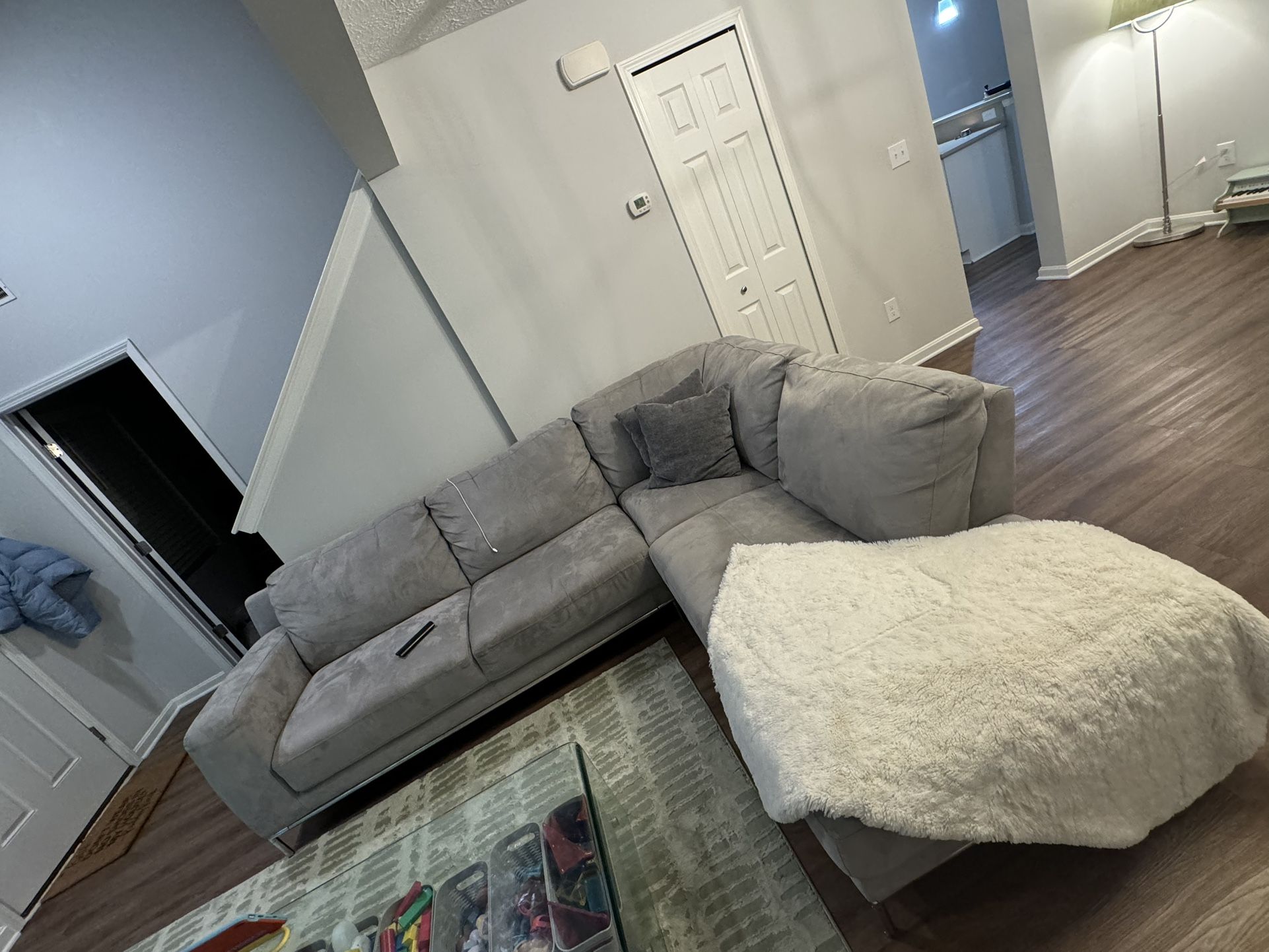 Grey sectional couch