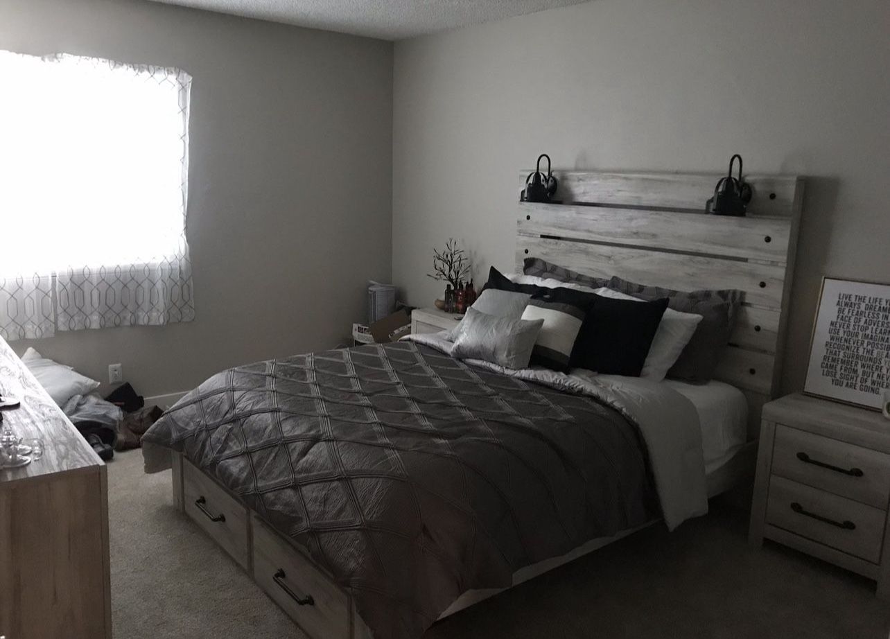 Grey Farmhouse Style Bed set