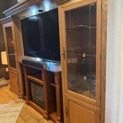 Entertainment Center, Lighted Glass Display, Adjustable (3 Pieces)